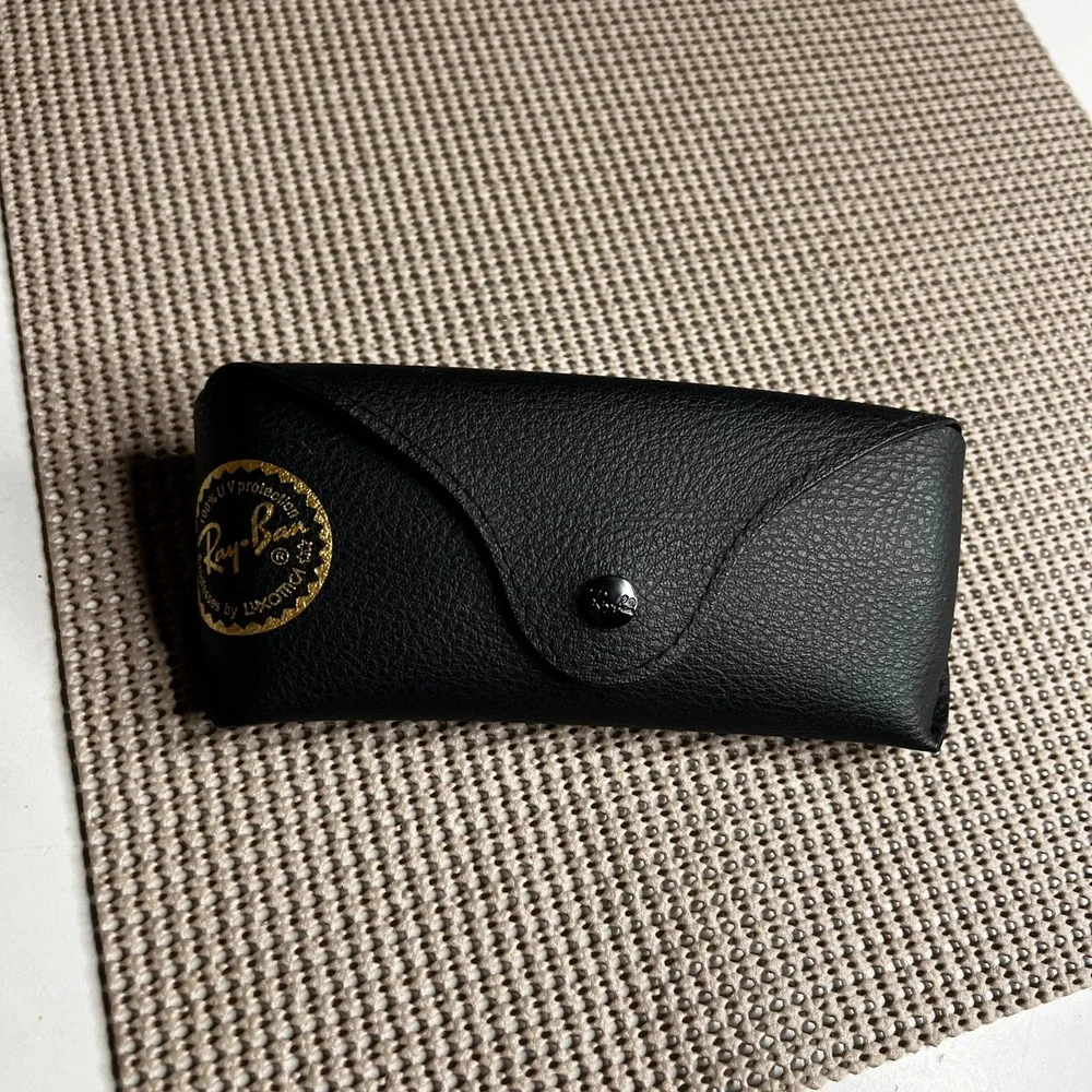 Ray-Ban Black Textured Leather Sunglasses Case with Snap Closure and Paperwork